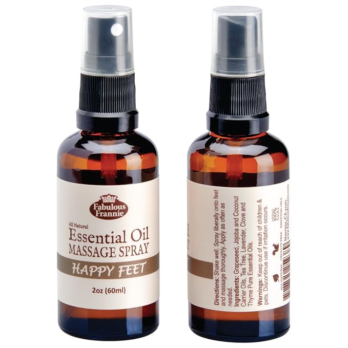 Fabulous Frannie Happy Feet Healthy Massage Spritz 100% Pure Essential & Carrier Oils 2oz