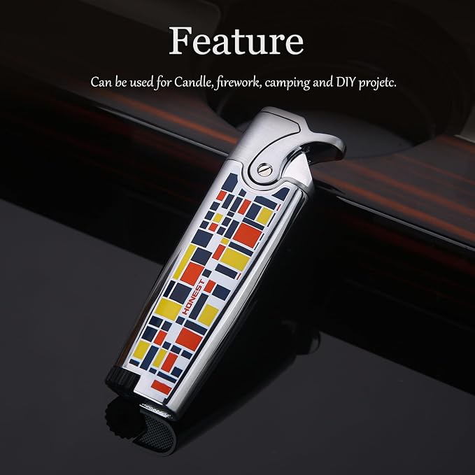 HONEST Metal Lighters Pocket Lighter Adjustable and Refillable Gas Lighter Shipped Without Gas (Silver)