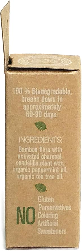 Organic Bamboo Fibre with Activated Charcoal Floss REFILLS with Tea Tree and Peppermint essential oils 60 m/66 yds - by Lucky Teeth (2 Pack)