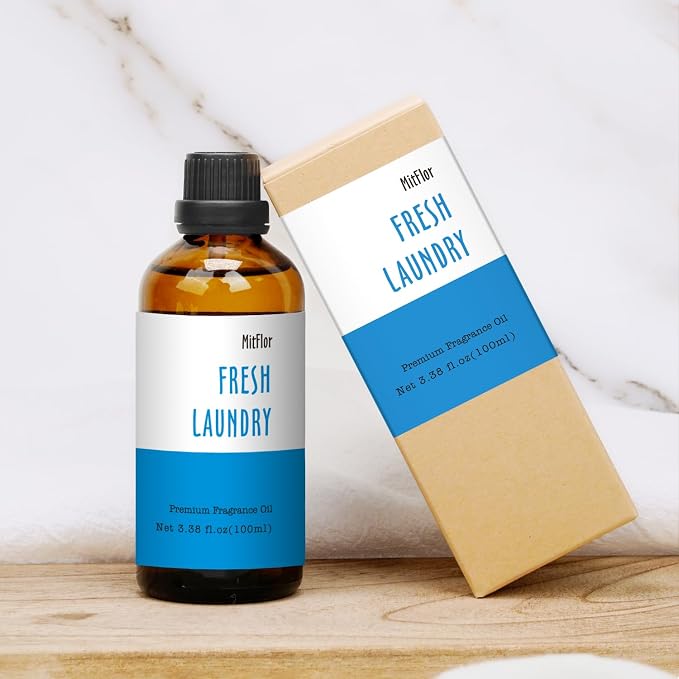 Fresh Laundry Fragrance Oil (3.38 OZ/100ML), MitFlor Scented Essential Oil Single, Fragrance Oil for Soap & Candle Making, Aromatherapy Diffuser Oil