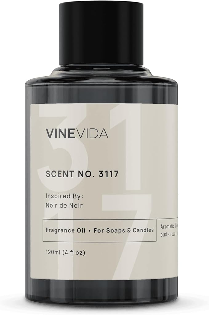 VINEVIDA Scent NO. 3117 Fragrance Oil - 120mL (4oz) - Inspired by: Noir de Noir Fragrance Oil for Candle Making - Made in USA Candle Scents Scents for Soap Making