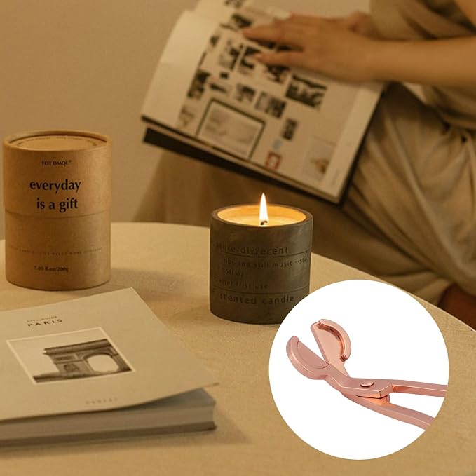 6 PCS 7 Inch Rose Gold Candle Wick Trimmer, Stainless Steel Wick Cutter for Candles, Cut Spent Wicks, Allow Cleaner Burn and Prevent Soot Buildup, Wick Clipper Scissor Candle Tool