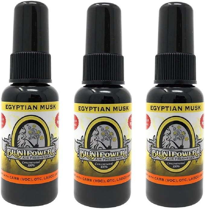 BluntPower (Egyptian Musk, 3 Pack) Concentrated Air Freshener - Premium Oil Based Air Freshener Spray For Home and Car - Long-Lasting Bathroom Spray, Car Freshener, & Odor Eliminator Spray