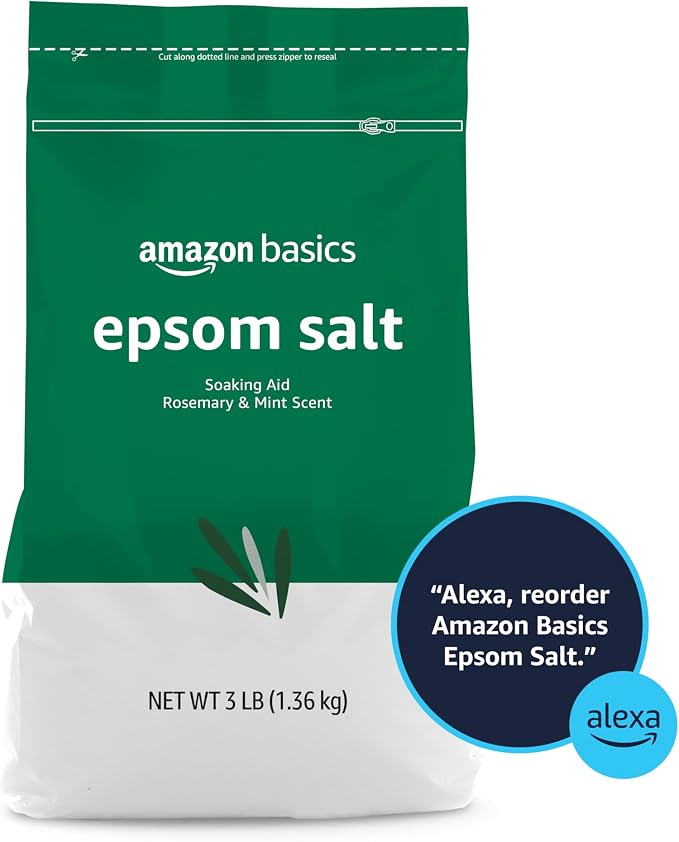 Amazon Basics Epsom Salt Soaking Aid, Soothing Rosemary & Mint Scent, 3 Pound (Pack of 3) (Previously Solimo)