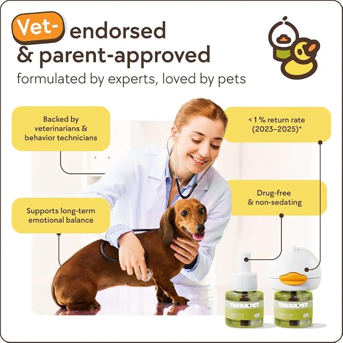 TherapetMD Dog Calming Diffuser Refill Kit (2-Pack, 60-Day Supply) Dog Pheromone Refills for Stress, Separation, Pee Accidents, Barking, & Destructive Behaviors. Use with TheraPet MD Diffuser Only