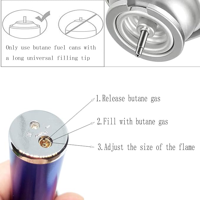 Torch Lighter,Handheld Multifunctional All-in-One Tube Built-in Detachable Windproof Lighter,Outdoor,Indoor,Camping,Candle,Birthday,Birthday,Blue(2PCS)