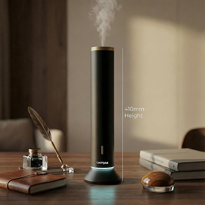Waterless Essential Oil Diffuser, Smart App Controlled Scent Diffuser for Large Room, Covers Up to 4000 Sq Ft, Quiet Aroma Diffuser for Home Hotel Office,360° Ambient Light (Black, Desktop)