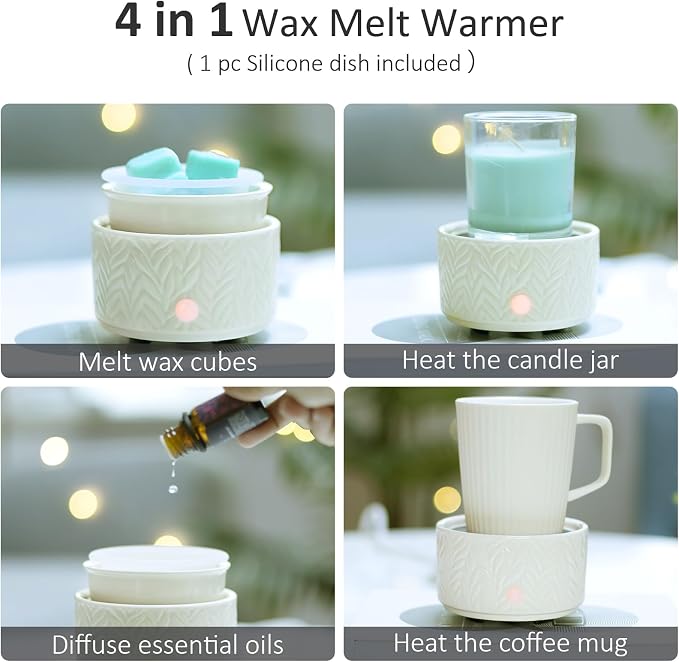 EQUSUPRO Wax Melt Warmer for Scented Wax Melts- Electric 4 in-1 Ceramic Candle Wax Warmer Burner Fragrance Wax Melter for Home Office Bedroom Living Room Decor & Gifts for Women