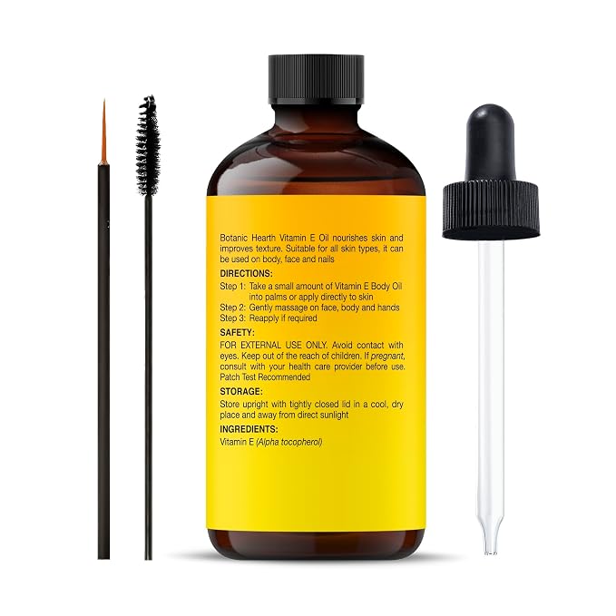 Botanic Hearth Vitamin E Oil 2 Fl Oz |100% Pure and Natural- Cold Pressed & Hexane Free Natural Hair Growth Oil for Eyelashes, Eyebrows, Skin, Body, Face, Nails & Scalp