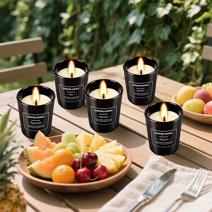 12 Pack Scented Black Candles Gift Set for Dad, Soy Wax Aromatherapy Candles for Home, 12 Masculine Fragrances, Gift from Daughter/Son for June Holiday, Stress Relief & Relaxation for Men