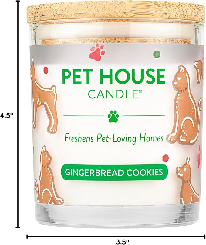 Pet House Pet Odor Candle Plant Based Soy Candle Clean Burning, Long Lasting for Home, Gingerbread Cookies