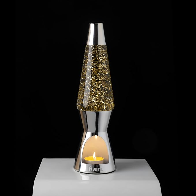 Fisura - Magma lamp with Candle for Adults Without Electricity. Candle lamp, Friendly with the Nature Lamps. Original Gift. 11.4 in x 3.3 in (Candles not Included) (Glitter)