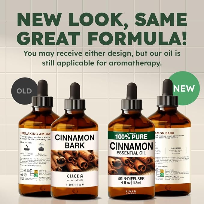 KUKKA Cinnamon Essential Oils - 4 Fl Oz - for Hair, Skin, Diffuser, Aromatherapy & DIY Soap Making Scent (Pack of 2)