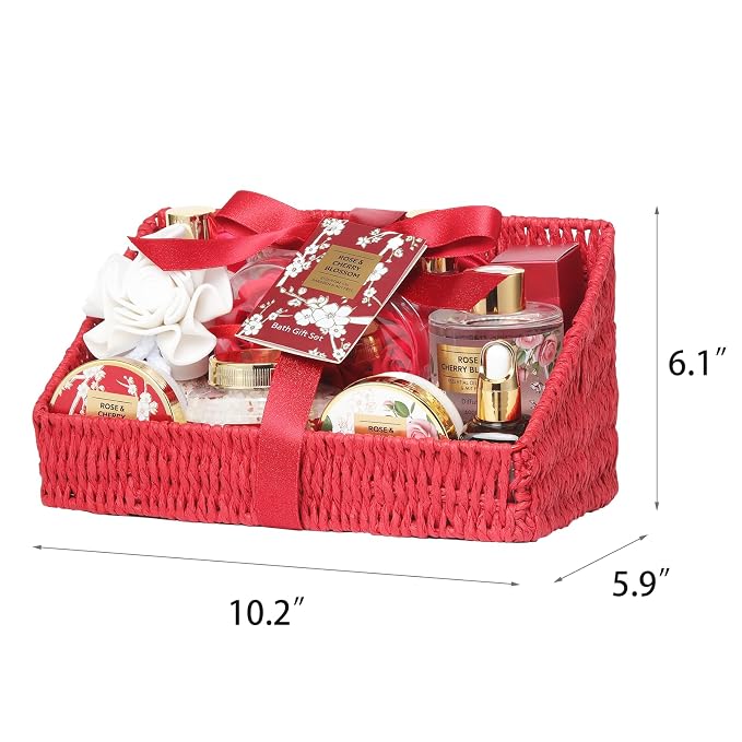 25Pcs Spa Gifts Skin Care Set - Luxurious Rose Spa Gift Baskets for Women