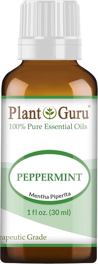 Plant Guru Peppermint Essential Oil 30 ml / 1 oz 100% Pure Undiluted Therapeutic Grade Extract of Mentha Piperita - Great for Aromatherapy, Diffuser, Skin, Body and Hair