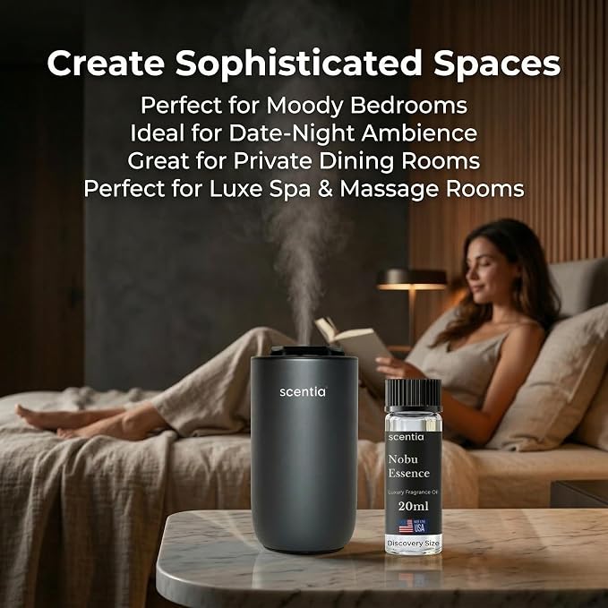 Scentia Nobu Essence Aromatherapy Oil for Diffuser – Hotel Scent Inspired by Nobu Hotel – 20 mL – Jasmine, Lily & Sandalwood Natural Fragrance Oil for Waterless & Cold Air Diffusers, Made in USA