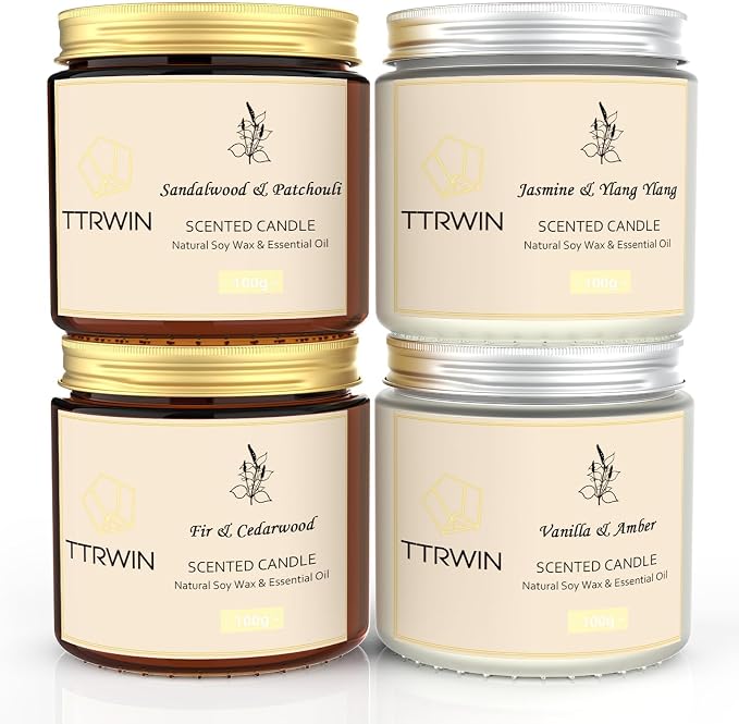 4 Pack Scented Candles for Home Scented Natural Soy Wax, Aromatherapy Candle Gifts Set for Women Men, Jar Candles Set for Home Decoration, Gifts for Birthday Mother's Thanksgiving Day Present
