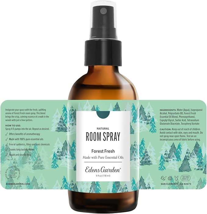 Edens Garden Forest Fresh Aromatherapy Room Spray – Natural Essential Oil Air Freshener for Home & Holidays, Pine Tree Refreshing & Calming, 4 fl oz (118 ml)