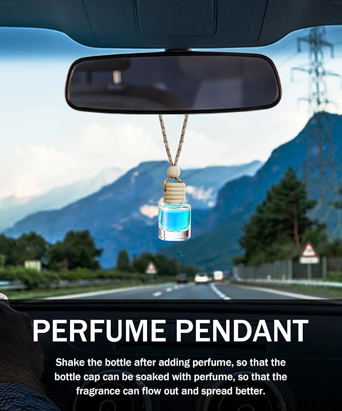 ESEWALAS 20 Pcs Car Air Fresheners, Hanging Diffuser Empty Glass Perfume Bottles, Aromatherapy Fragrance Perfume Pendant Glass Vials for Car Decor