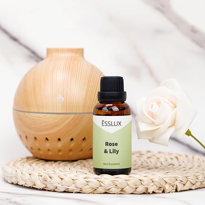 Rose & Lily Fragrance Oil - ESSLUX Essential Oils for Diffuser, Candle Soap Making Scents, Aromatherapy Scented Massage, Perfume for Humidifier Home Fragrance, 1 fl oz