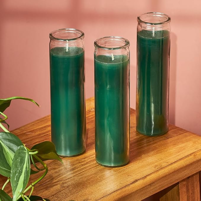 Simply Soson 2x8 inch Green Devotional Candles in Glass Jar - 1 Piece - 90 Hours – Prayer Candle - Tall Pillar Candles for Religious, Memorials, Party Decor