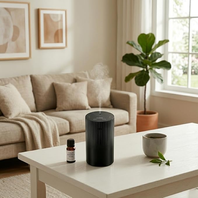 Waterless Essential Oil Diffuser, Portable Car Diffuser with Rechargeable Battery, Cordless Aromatherapy Diffuser for Home Office Bedroom, USB-C Nebulizing Diffuser, Up to 600 Sq Ft Coverage