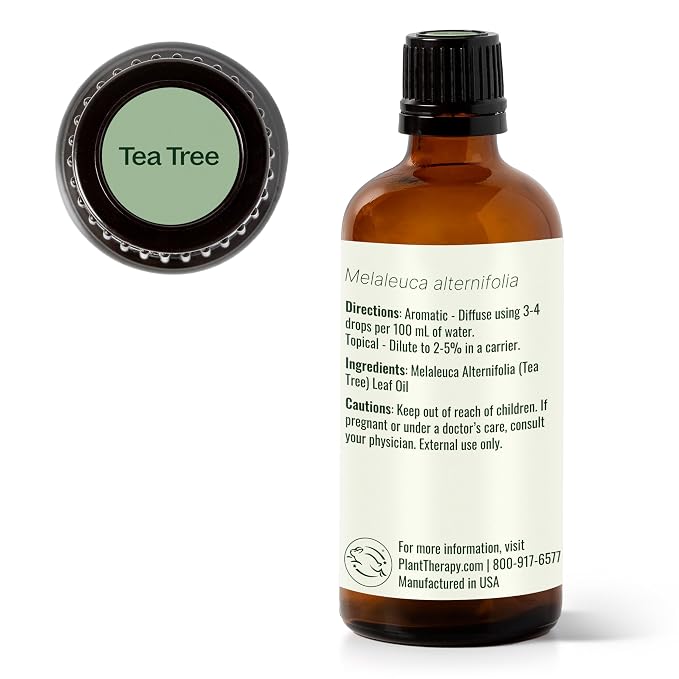 Plant Therapy Tea Tree Essential Oil, 100 mL (3.3 oz), Melaleuca alternifolia, 100% Pure and Undiluted, Natural Aromatherapy for Skin, Hair & Home