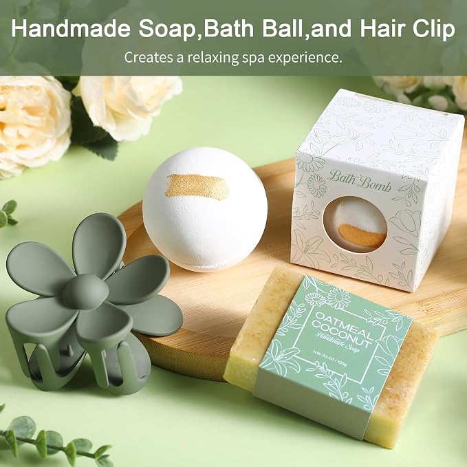 Get Well Soon Gifts Baskets for Women Self Care Gifts,Birthday Gifts for Women Spa Care Package, Set for Mom Wife Girlfriend Sister Best Friend (Green)
