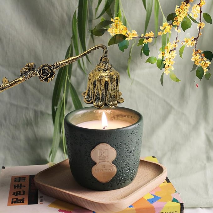 AIM & GGKK Candle Snuffer, Candle Snuffer Extinguisher with Long Handle,Retro Style Wick Flame Snuffer for Putting Out Candle Flame Safely,Floral Candle Snuffers Accessory for Candle Lovers