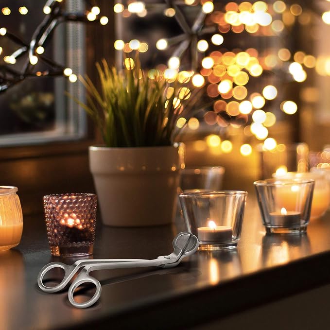 CHEFBEE Candle Wick Trimmer, Polished Stainless Steel Wick Clipper Cutter, Scissors, Reaches Deep Into Candles to Cut Spent Cord, Allow Cleaner Burn and Prevent Soot Buildup