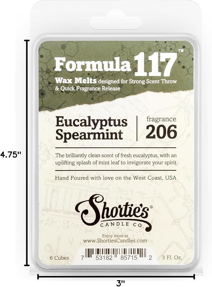 Shortie's Candle Company Fresh & Clean Premium Wax Melts Variety 3 Pack - 9 Oz., Strong & Long Lasting, Non-Toxic - Made with Essential & Natural Oils - Formula 117