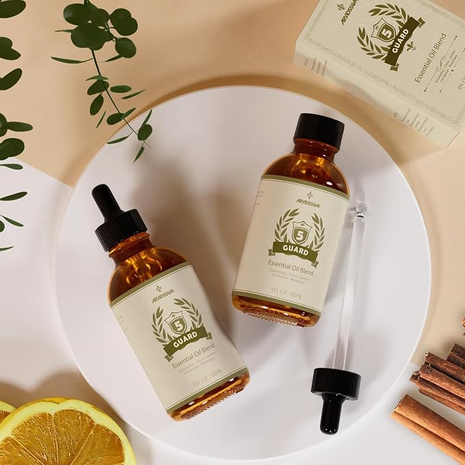 ARVIDSSON Five Guard Essential Oil Blend 4 Fl. Oz (120ml), Guards Essential Oil Blends of Clove, Eucalyptus, Lemon, Cinnamon, Rosemary Oils, A Refreshing Experience for Home