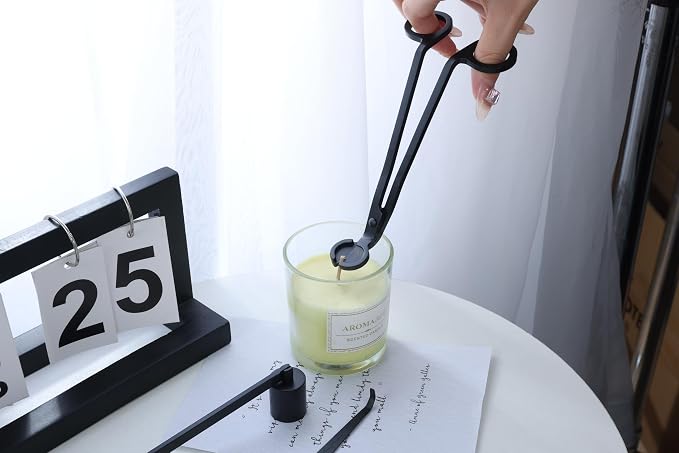 MUXSAM Candle Wick Trimmer, Wick Cutter, Steel Candle Scissor, Wick Clipper, Candle Shear Candle Care Tool for Scented Candle Lovers Gifts, Safely Remove Cut Wick Reduce Soot, Black