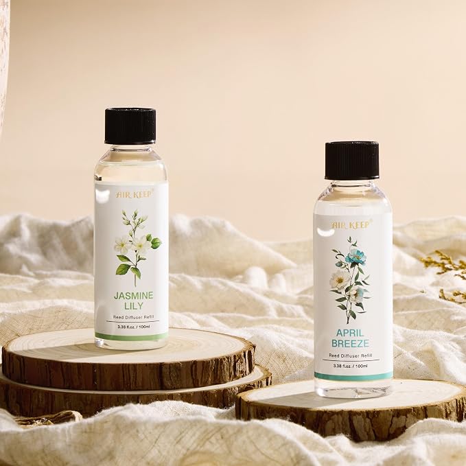Airkeep Reed Diffuser Oil Refill/Jasmine Lily/3.38oz(100ml/1 Pack/Scented Oil Refill for Reed Diffuser Home Fragrance for Bedroom, Bathroom Office Home Decor