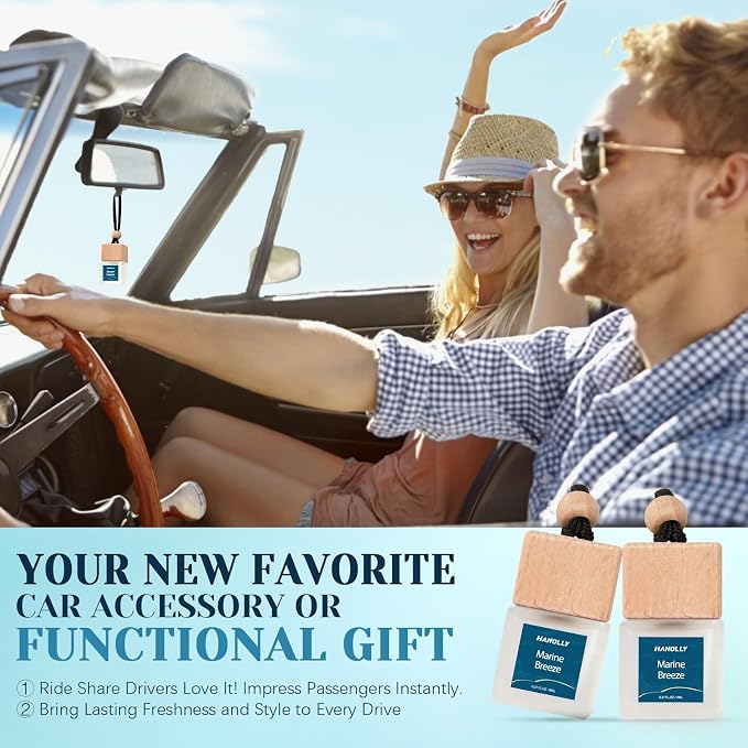 HANOLLY Car Air Freshener Hanging 2 Pack – Marine Breeze Car Freshener Diffuser, Fall Car Air Freshener for Women and Men, Lasting up to 45 Days. 0.27 FL OZ/8ML