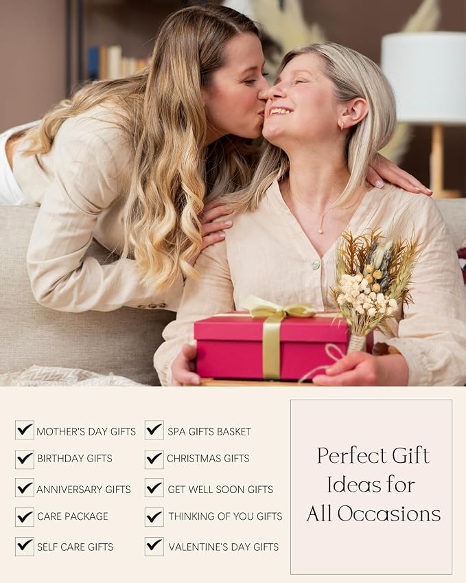 Spa Gifts for Women - Mothers Day Gift Basket for Her, Natural Themed Self Care Kit, Birthday Anniversary Care Package Ideas for Wife Girlfriend Mom from Daughter Husband Friend, 8PCS Items