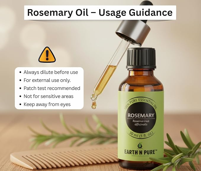 Earth N Pure Rosemary Essential Oil for Hair Growth, Natural & Therapeutic Grade with Glass Dropper - 100 ml
