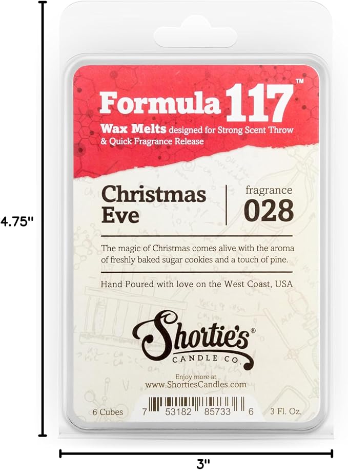 Shortie's Candle Company Christmas Premium Wax Melts Variety 3 Pack - 9 Oz., Strong & Long Lasting, Non-Toxic - Made with Essential & Natural Oils - Formula 117