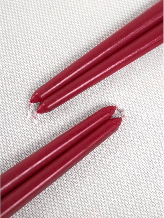 CANDWAX Bordeaux 8 inch Taper Candles Set of 4 - Unscented Smokeless Dripless Tall Candlesticks - Ideal for Party, Wedding or as a Romantic Dinner Table Centerpiece - Tapered Candle Sticks