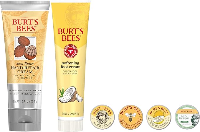 Burt's Bees Valentine's Day Gifts Ideas - Classics Set, 6 Products in Giftable Tin, Cuticle Cream, Hand Salve, Lip Balm, Res-Q Ointment, Hand Repair and Foot Cream