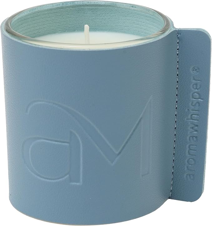 Ocean Dream Scented Soy Wax Candle, 7 oz with Glass Jar, Vintage Leather Sleeve & Natural Wood Lid - Luxe Home Fragrance Gift