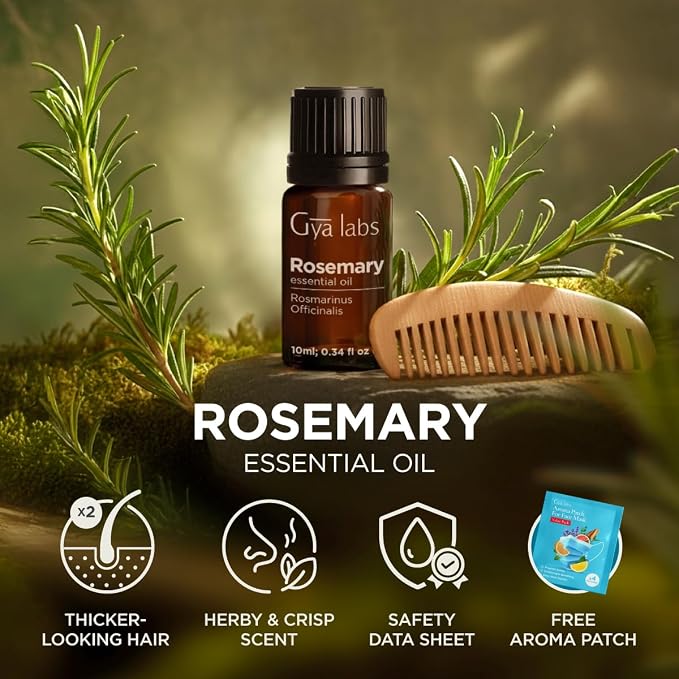 100% Pure Rosemary Essential Oil - 0.34 Fl Oz - Rosemary Oil for Hair, Skin, Diffuser, Aromatherapy & DIY Candle Making Scent