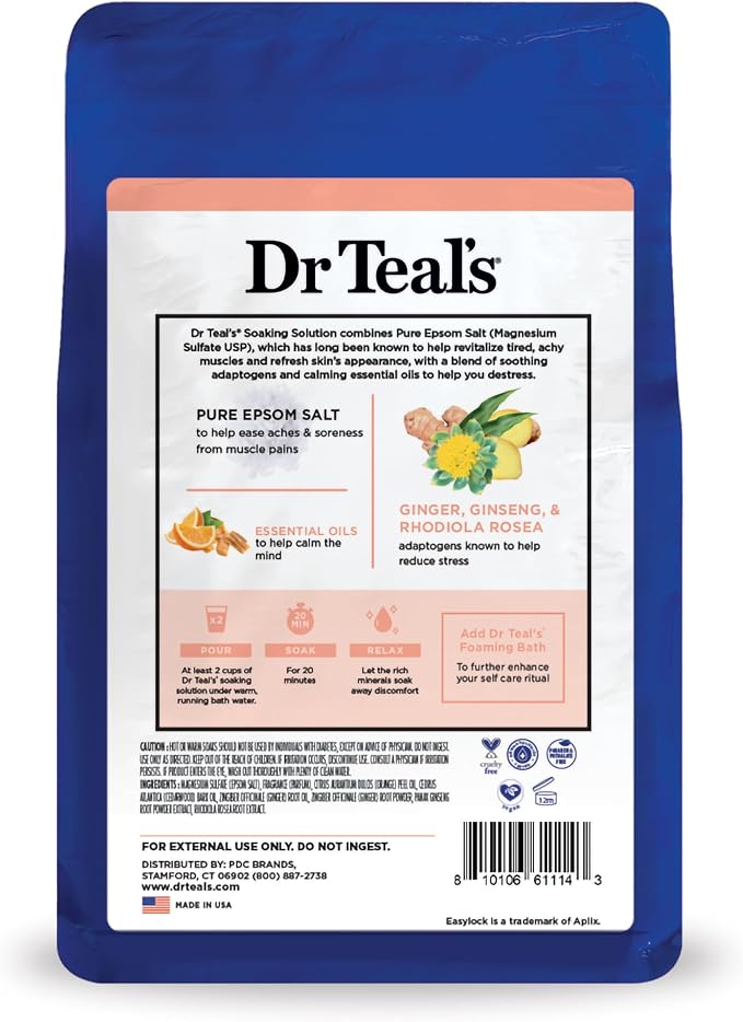 Dr Teal's Pure Epsom Salt, Stress Relief with Essential Oils, 3 lbs (Pack of 2)