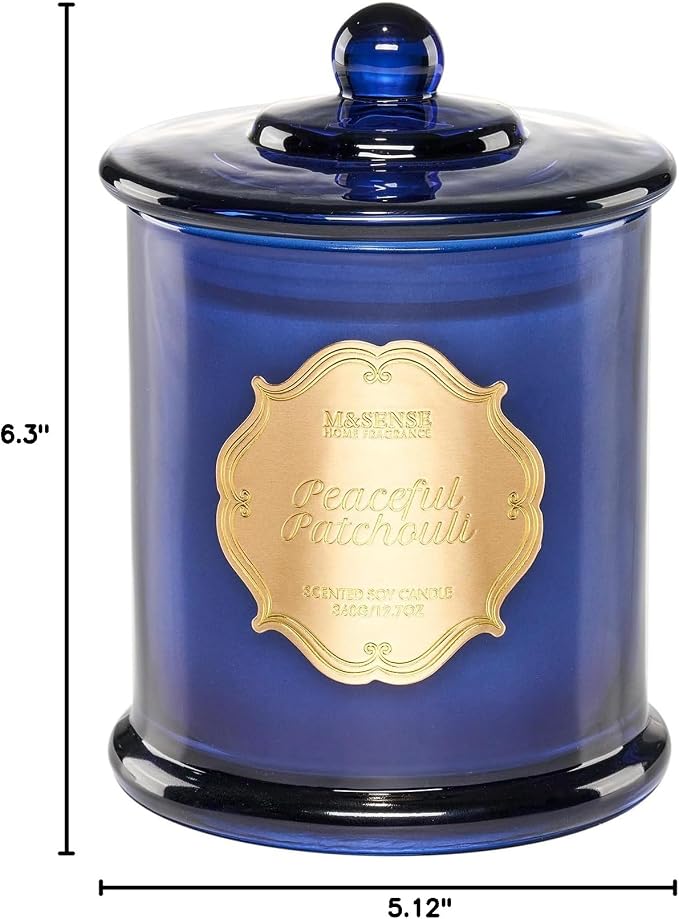 M&SENSE Patchouli Aromatherapy Candle, 2 Wick 75H Relaxation Gift | Organic Soy Candle for Stress Relief Relaxation Meditation, Housewarming Gift