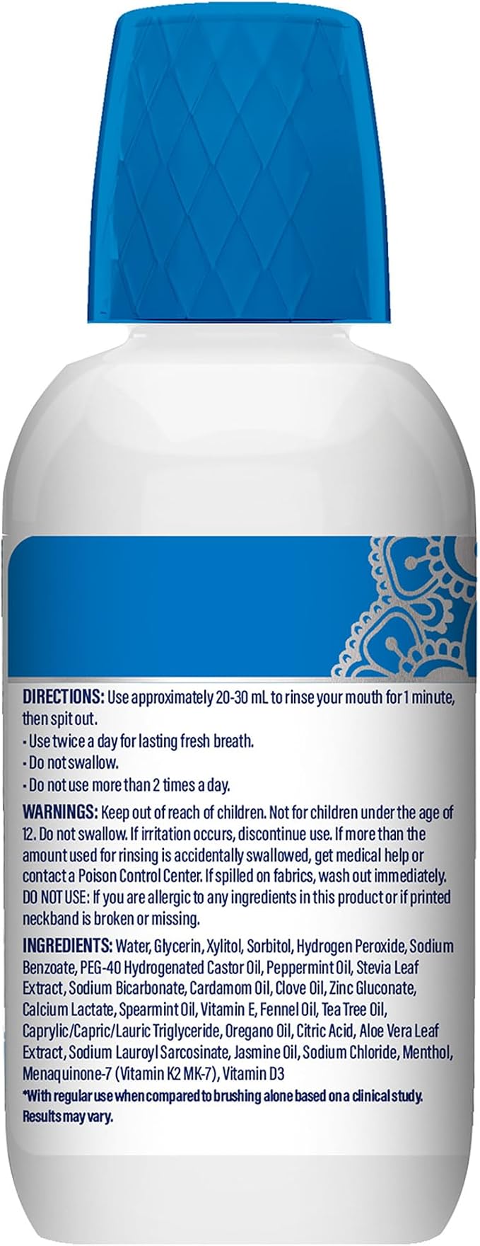 GuruNanda Whitening Mouthwash – Up to 3 Shades Whiter Teeth in 2 Weeks – Alcohol & Fluoride Free Travel Mouthwash with Hydrogen Peroxide – Oxyburst Technology, TSA Friendly, Wild Mint, 3 oz