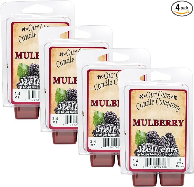 Our Own Candle Company Premium Wax Melt, Mulberry Scent, Handmade in The USA, 24 Cubes (4 Pack, 9.6oz Total)