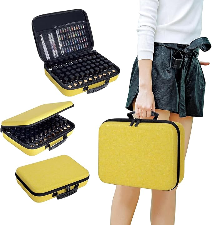 Essential Oils Carrying Case Holds 60 Bottles with Detachable Pad,Yellow
