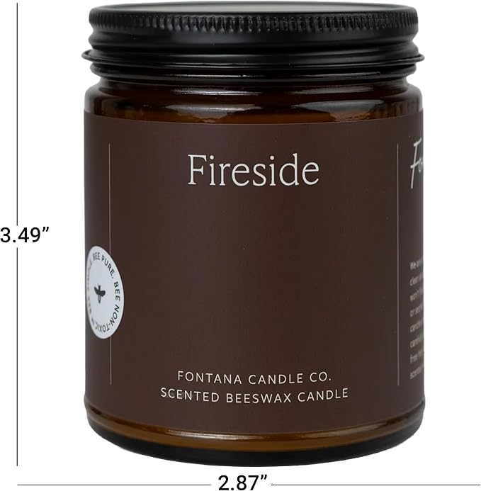 Fontana Candle Co Wood Wick Beeswax Jar Candles, Fireside - Made with Coconut Oil & Pure Essential Oils – Clean Burn, Long Lasting and Non-Toxic Candles for Home & Room Decor