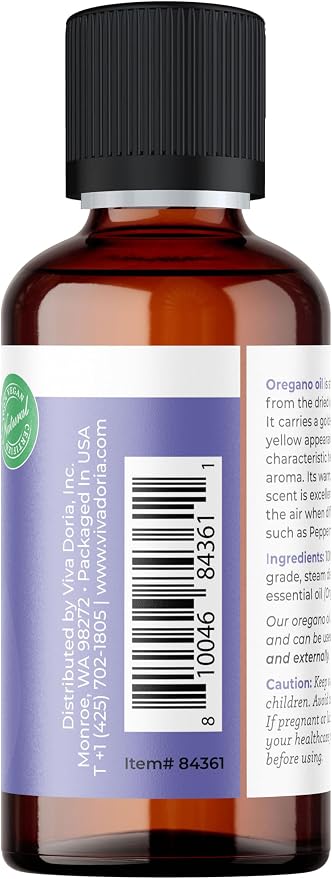 Viva Doria Oregano Essential Oil, 100% Pure, Natural Oregano Essential Oil, Undiluted, for Aromatherapy | Food Grade, 30 mL (1 Fluid Ounce)