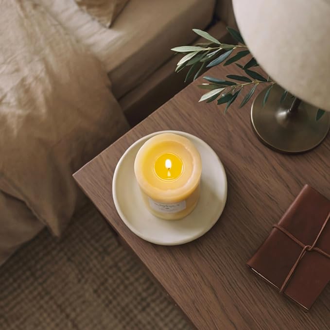 Aroma Naturals Orange and Lemongrass Essential Oil Scented Pillar Candle, Ambiance, 2.75 inch x 5 inch, Yellow